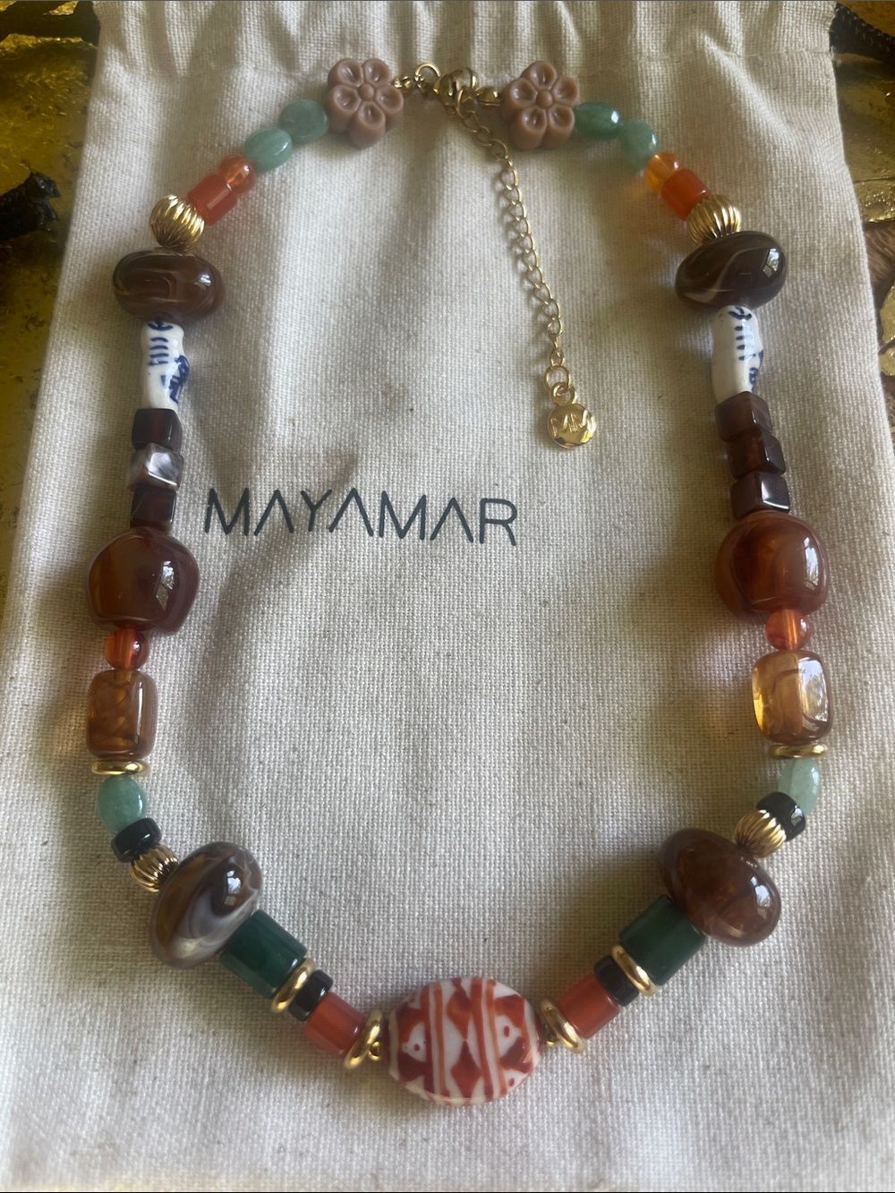 Handcrafted Multicolor Bead Necklace 16” with 3” extender - Picture 3 of 3
